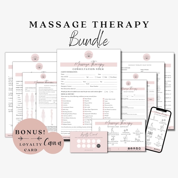 Massage Therapy Form, Massage Intake Form, Massage Aftercare, Massage SOAP Notes, Massage Consent Form, Massage Consultation, Spa Forms