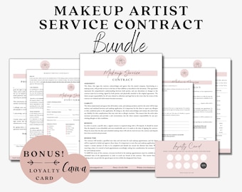 Makeup Service Contract, MUA Agreement, Makeup Artist Forms, MUA Contract, Bridal Contract, Freelance Makeup Artist Contract, MUA Forms
