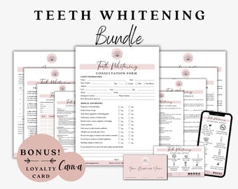 Teeth Whitening Form, Patient Assessment, Whitening Consent, Dental Forms, Patient Information, Whitening Intake, Clinic Form Template