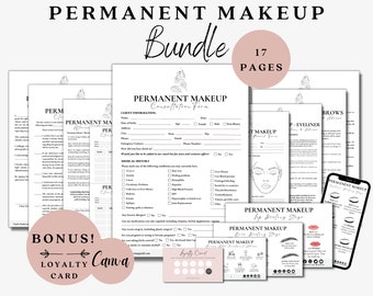 Permanent Makeup Forms, PMU Consent Form, Makeup Consultation, PMU Aftercare Card, Lip Blushing Form, Microblading, Esthetician Forms Bundle