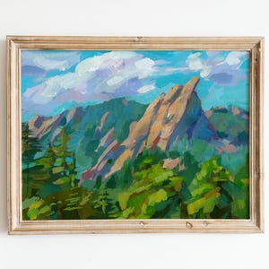 Boulder Flatirons Giclee Art Print, bright nature inspired wall decor