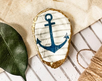 Custom Small Nautical Oyster Shell Trinket Dish | Shell Jewelry Holder | Decoupage | Shell Jewelry Tray | Friend Gifts | Wedding Gifts