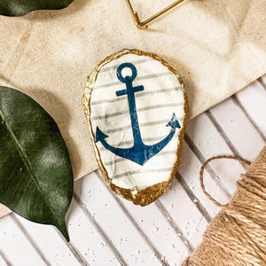 Custom Small Nautical Oyster Shell Trinket Dish | Shell Jewelry Holder | Decoupage | Shell Jewelry Tray | Friend Gifts | Wedding Gifts