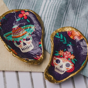 Plato de baratija de concha del Día de Muertos / Titular de joyería de concha / Día de Muertos