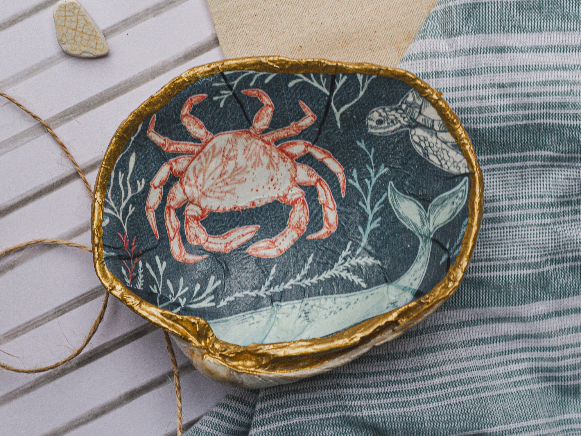 Custom Large Sea Creature Shell Trinket Dish Clam Shell Jewelry Holder Decoupage Shell Jewelry