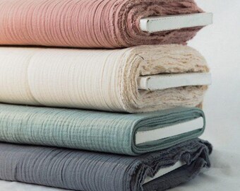 Double Gauze Baby Cotton Muslin Crinkly Dressmaking Lightweight Fabric Material| 100% Cotton| Free Priority Shipping