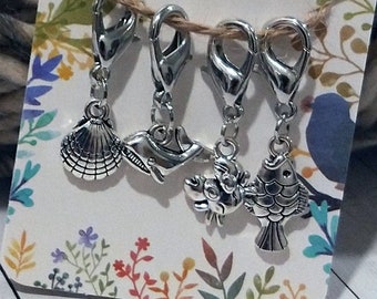 Stitch Markers for Crochet with Silver Sea Life Charms