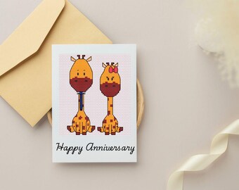 Giraffe Couple Cross Stitch Pattern | Wedding Anniversary (PDF Download)