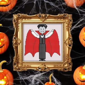Dracula Vampire Halloween Cross Stitch Pattern | Spooky Counted Stitch PDF Download | Gothic Décor