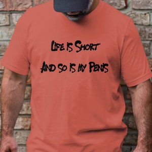 Life is Short and so is My P*nis T-Shirt, Funny Sweatshirt, Sarcastic Shirt, Offensive Tee, Humor Tees, Raunchy Gift 3/4 Sleeve Baseball Tee