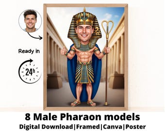 Pharaonenporträt nach Foto, Ägyptisches Porträt, Pharao, Kleopatra, Ägyptisches Geschenk, Individuelles Porträt, Historisches Porträt, Mach mich königlich