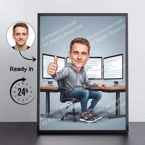 IT Specialist Gift – Custom Caricature Portrait From Your Photo / IT specialist