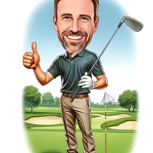 a caricature of a man holding a golf club