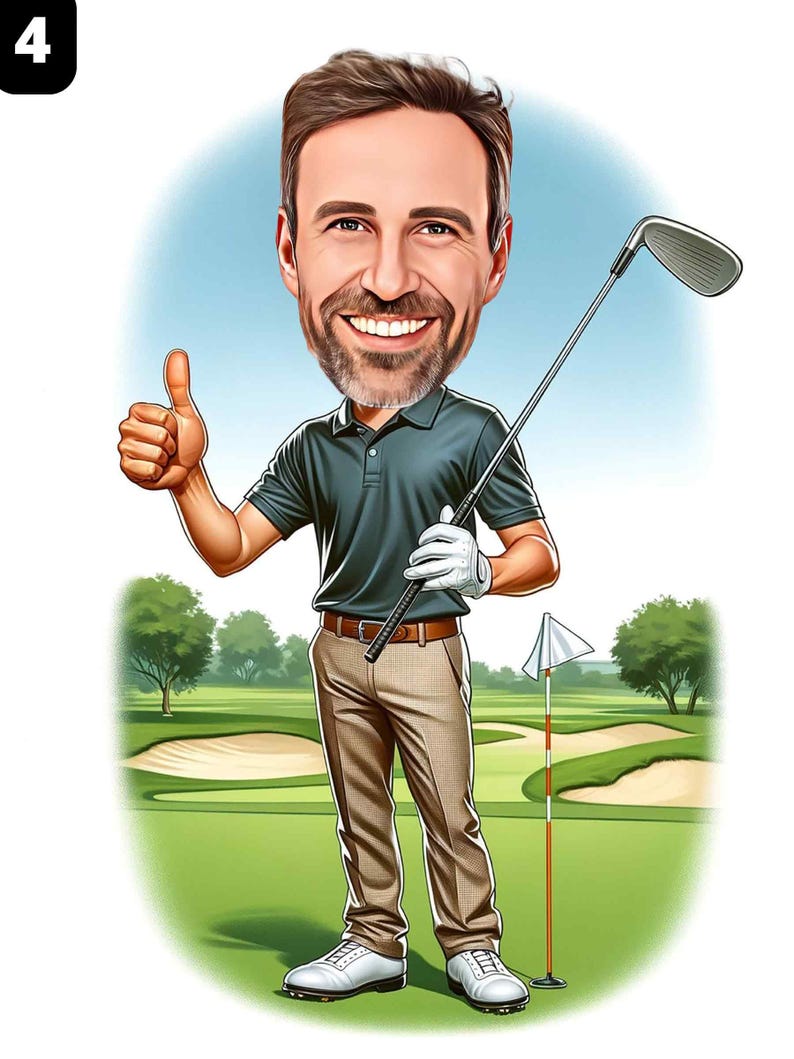 a caricature of a man holding a golf club
