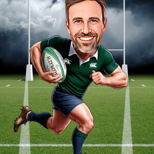 Rugby Cartoon Portrait | Rugby gift | Custom Rugby Caricature | Rugby caricature from photo | gift for Rugby Player | Rugby portrait | Rugby