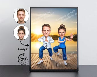 Tai Chi Gift – Custom Caricature Portrait From Your Photo / yoga
