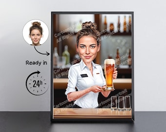 Bartender Gift – Custom Caricature Portrait From Your Photo / Bartender