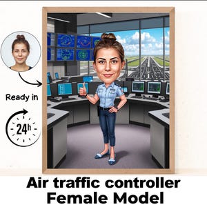 Air Traffic Controller Portrait | Traffic Controller gift |Custom Air Traffic Controller Caricature from photo |Air Traffic Controller gift
