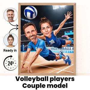 Volleyball Male cartoon Portrait / Volleyball gift / Custom Volleyball Caricature / Volleyball caricature from photo / gift for Volleyball P