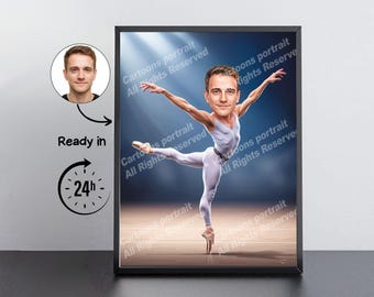 Ballet Dancer Gift – Custom Caricature Portrait From Your Photo / Ballet dancer
