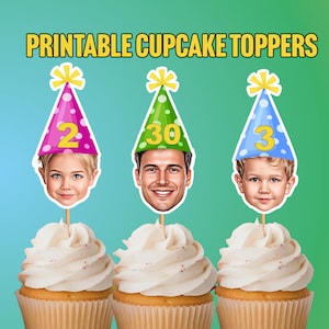 Cupcake Toppers baby face, Cupcake Photo ANY AGE, Birthday Decor, Cupcake kid birthday, cupcake toppers face kid, Digital File