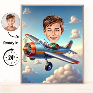 Aangepaste piloot cartoon portret, piloot portret, piloot cadeau, piloot karikatuur, unieke piloot cartoon tekening, piloot cadeau idee, grappige piloot tekenen
