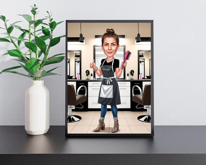 Hairdresser Portrait Hairdresser Gift Custom Hairdresser Caricature
