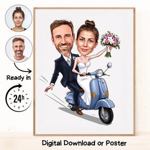 Personalisierte Hochzeitspaare Cartoon Portrait, Hochzeitskarikatur, Hochzeitskarikatur, Hochzeitsgeschenk, Benutzerdefinierte Karikatur vom Foto, Paargeschenk