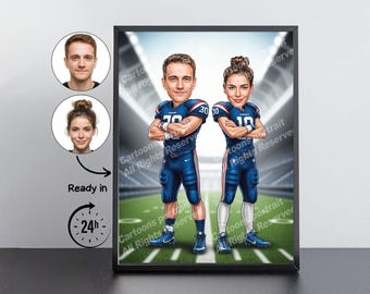 Football Player Gift – Custom Caricature Portrait From Your Photo