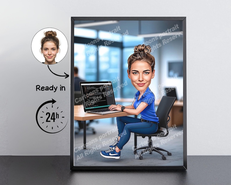 Regalo para desarrolladores de software: retrato personalizado a partir de tu foto / Regalo de TI imagen 1