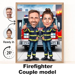 Feuerwehrmann Porträt | Feuerwehrmann Geschenk | Benutzerdefinierte Feuerwehrmann Karikatur vom Foto | Geschenk für Feuerwehrmann | Feuerwehrmann Cartoon