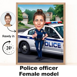 Policjant Mężczyzna karykatura Portret / Policjant prezent / Niestandardowa karykatura Policjanta / Karykatura Policjanta ze zdjęcia / prezent