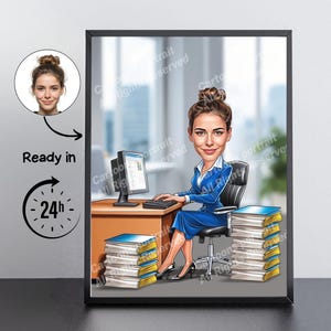 Administrative Assistant Gift – Custom Caricature Portrait From Your Photo / secretary