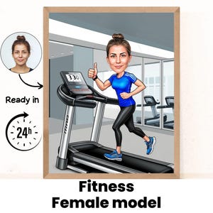 Aangepaste fitness cartoonportret, gewichtheffer karikatuur, grappige fitness karikatuur, aangepaste gewichtheffer cartoon tekening van foto