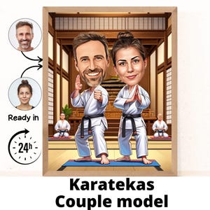 Retrato de dibujos animados de karate personalizado, caricatura de karate, regalo de karate, dibujos animados de karate, retrato de karate, caricatura personalizada a partir de una foto, artes marciales