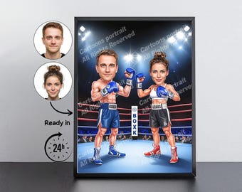 Boxer Gift – Custom Caricature Portrait From Your Photo / Boxer