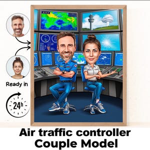 Air Traffic Controller Portrait | Traffic Controller gift |Custom Air Traffic Controller Caricature from photo |Air Traffic Controller gift