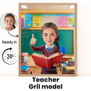 Personalisierte Jungen Lehrer Cartoon Porträt, benutzerdefinierte Lehrer Karikatur Zeichnung vom Foto, lustige Lehrer Karikatur, Geschenk für Lehrer