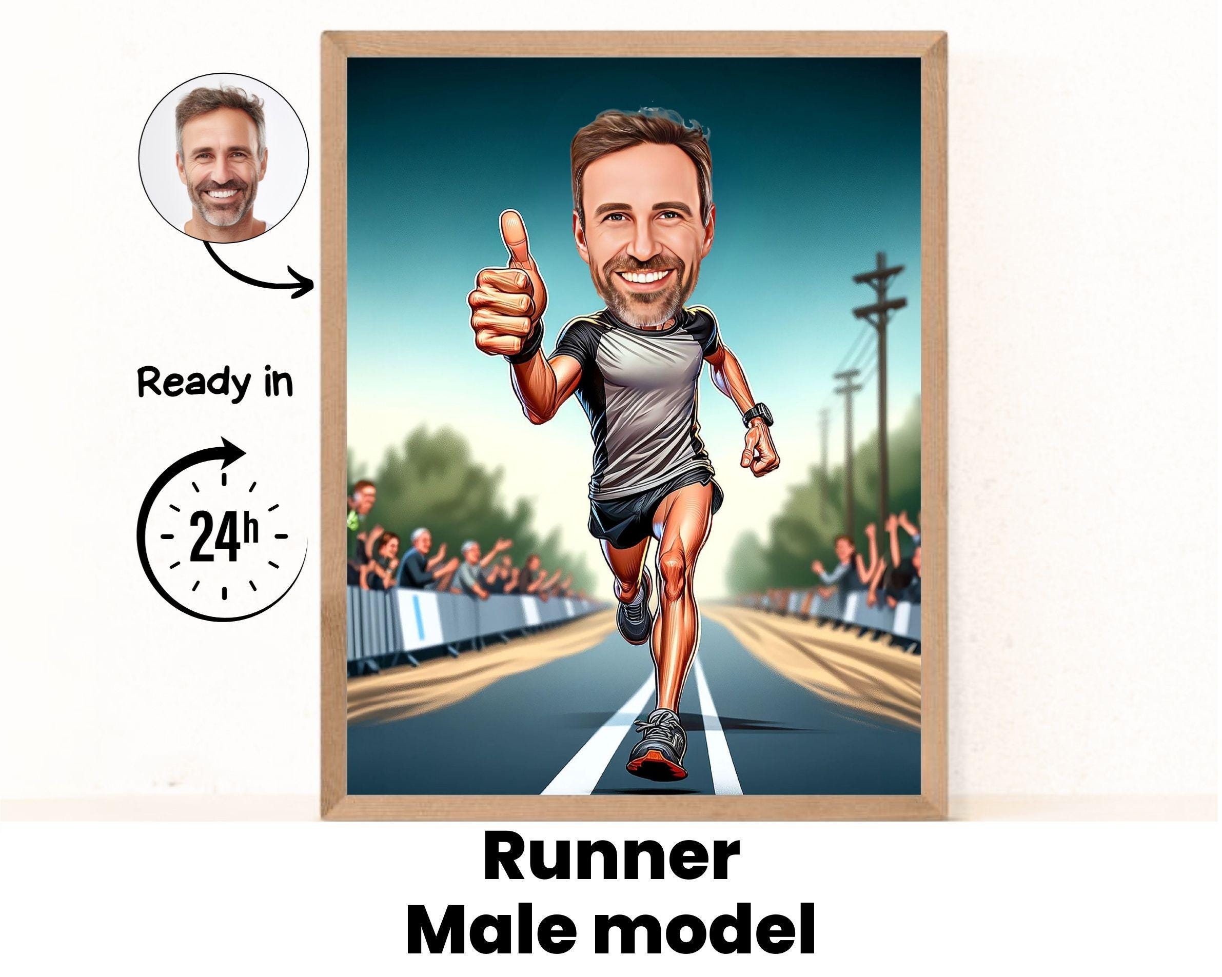 Runner Cartoon portrait from Photo for Men, Runner Dad Gift, Runner Men, Custom Runner Boy Gift, Funny Runner Gift for Men,Runner Caricature