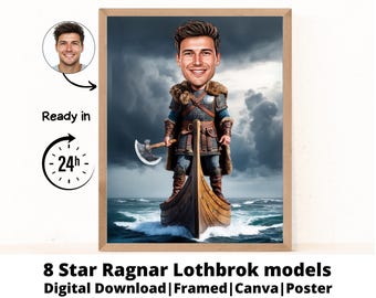 Aangepast portret Viking-man vanaf foto I Gepersonaliseerde AI-kunstportretten I Aangepast familieportret I Historisch portret I Digitale download