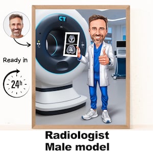 Radiologist Cartoon Portrait | Radiologist Gift | Custom Radiologist Caricature | Radiologist Caricature from Photo | Gift for Radiologist