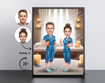Massage Therapist Gift – Custom Caricature Portrait From Your Photo / Massage therapist