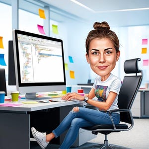 Developer cartoon Portrait | Developer software Gift | Custom Developer Caricature from Photo | Gift for Coder | Developer Cartoon image 3