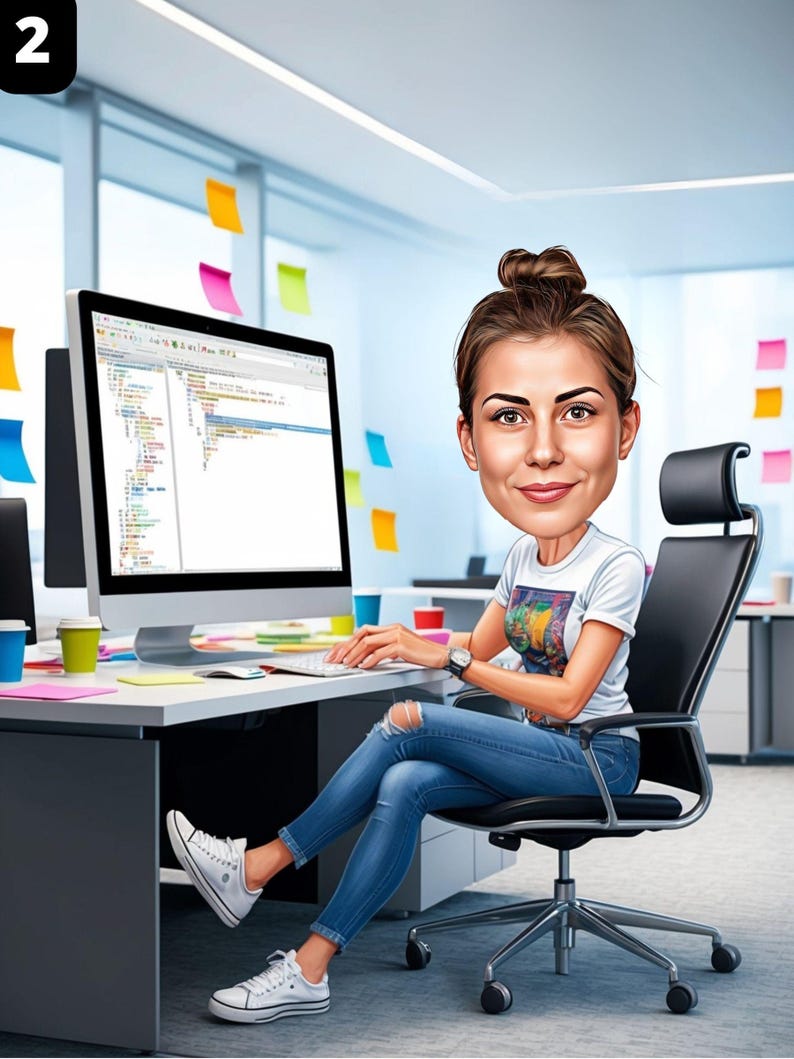 Developer cartoon Portrait | Developer software Gift | Custom Developer Caricature from Photo | Gift for Coder | Developer Cartoon image 3