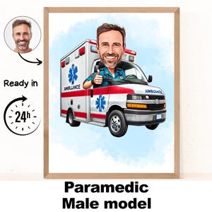 Sanitäter Geschenk - Benutzerdefinierte Karikatur Porträt von Ihrem Foto, Sanitäter Cartoon Portrait, Sanitäter Geschenk, Custom. Krankenwagen Karikatur, EMT, Krankenschwester