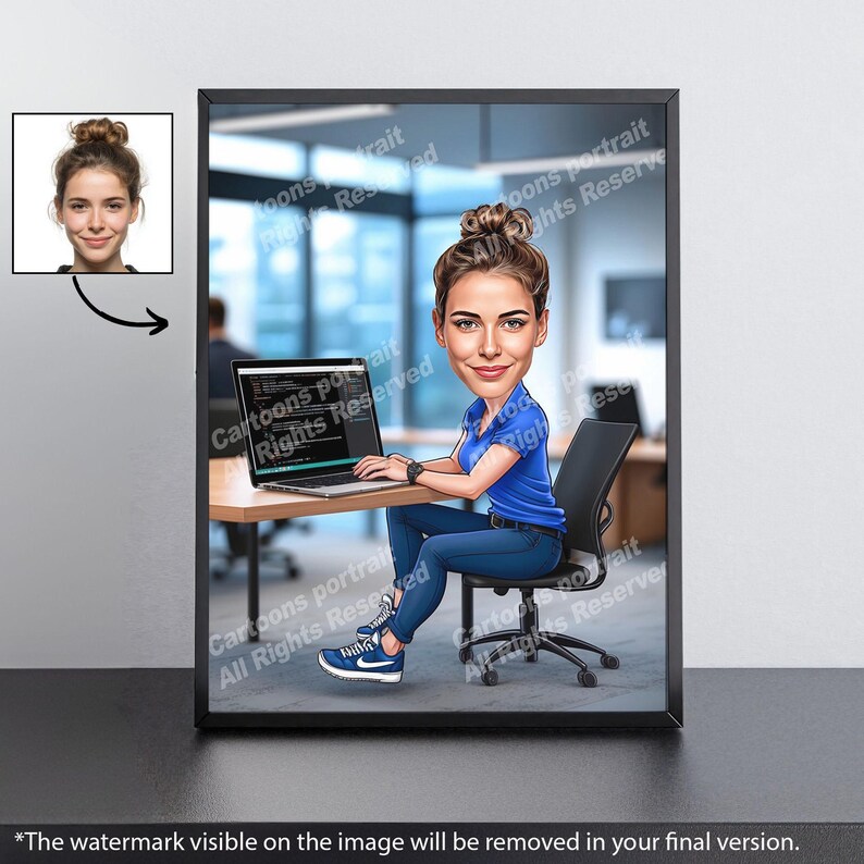 Regalo para desarrolladores de software: retrato personalizado a partir de tu foto / Regalo de TI imagen 4