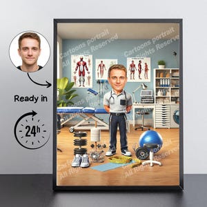 Physiotherapist Gift – Custom Caricature Portrait From Your Photo / medical caricature