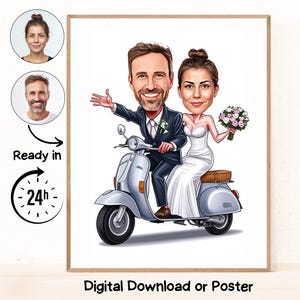 Personalisierte Hochzeitspaare Cartoon Portrait, Hochzeitskarikatur, Hochzeitskarikatur, Hochzeitsgeschenk, Benutzerdefinierte Karikatur vom Foto, Paargeschenk
