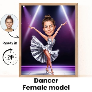 Retrato de caricatura de bailarina de rumba / Regalo de bailarina de rumba / Caricatura de bailarina de rumba personalizada / Caricatura de bailarina de rumba a partir de foto / Regalo para bailarina de rumba
