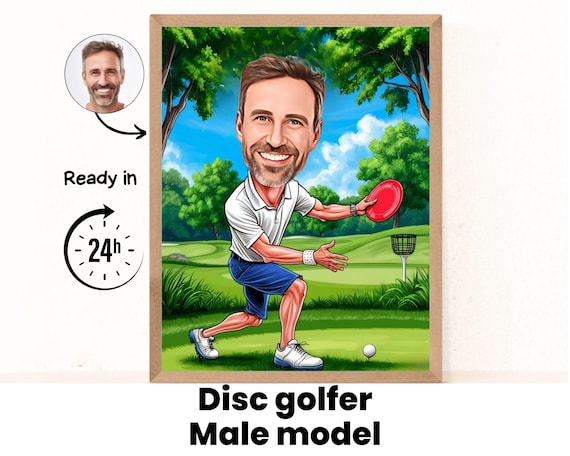 Disc Golf Cartoon Portrait | Disc Golf gift | Custom Disc Golf Caricature | Disc Golf caricature from photo | Ultimate Frisbee gift| Frisbee